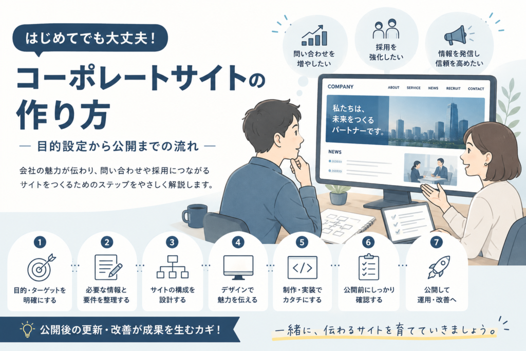 コーポレートサイトの作り方｜目的設定から公開までの流れ