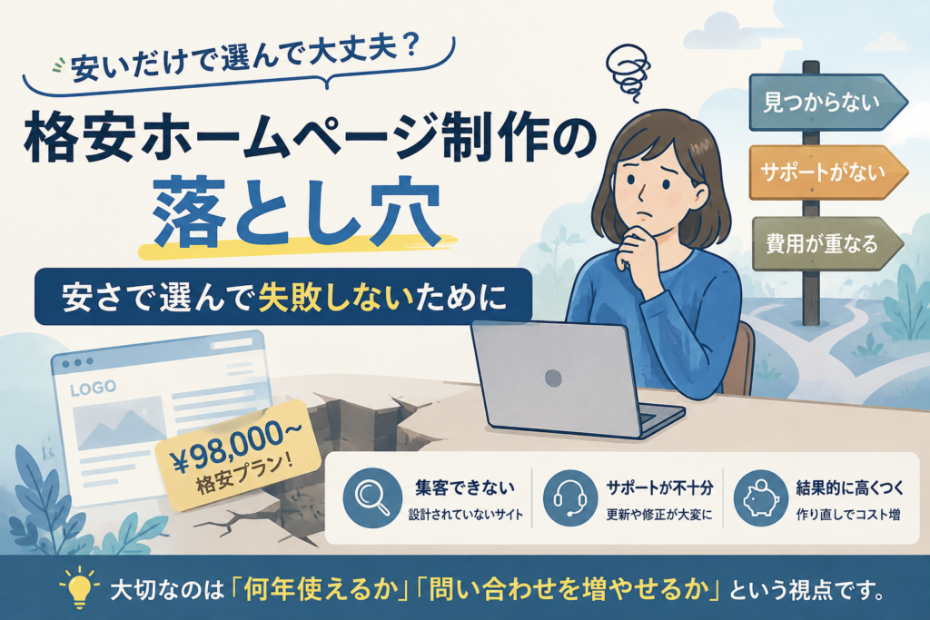 格安ホームページ制作の落とし穴｜安さで選んで失敗しないために