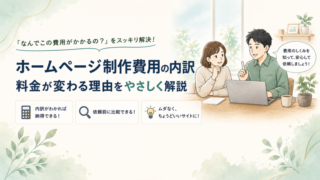 ホームページ制作費用の内訳｜料金が変わる理由をやさしく解説